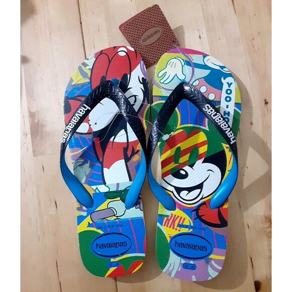 Disney Parks Havaianas Colorful Mickey Mouse Flip Flop Sandals 8 NWT - Picture 1 of 7